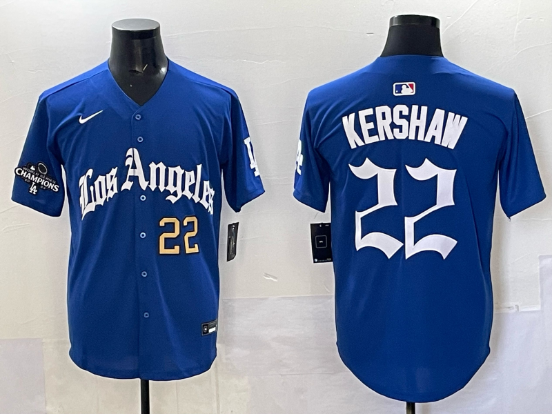 Men Los Angeles Dodgers #22 Kershaw Blue 2025 Nike MLB Jersey style 0076->los angeles dodgers->MLB Jersey